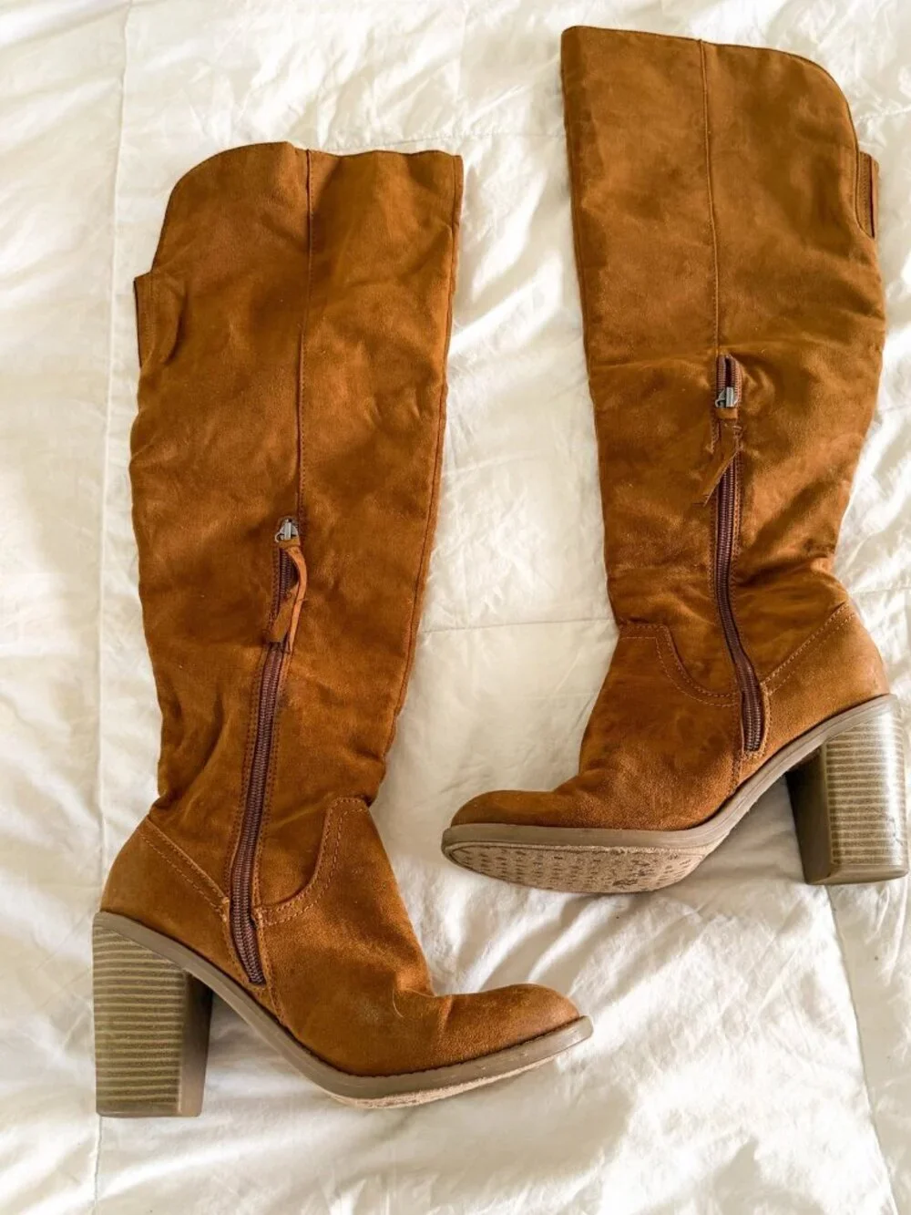 Universal Thread Brown Tan Over The Knee High Boots Block Heel Suede Womens 8